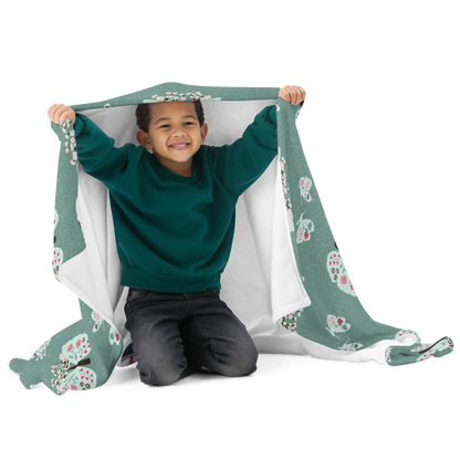 Soul Blossom Butterflies Green - Throw Blanket